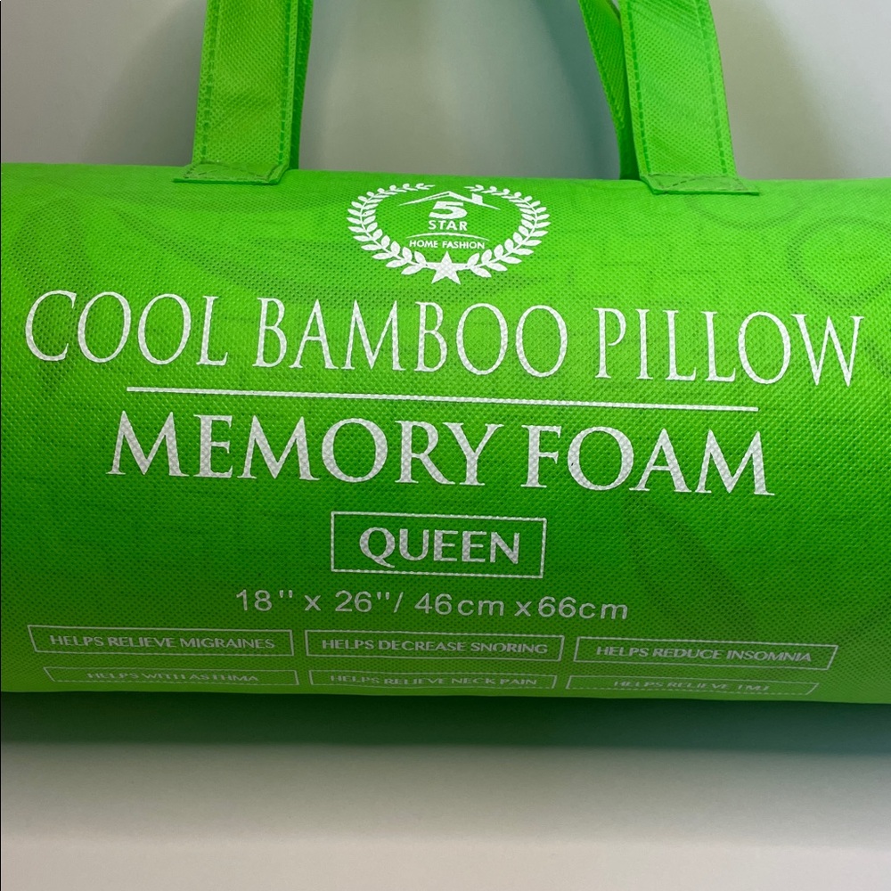 NWT 5 Star Home Fashion Cool Bamboo Memory Foam Pillow (Queen) - Picture 2 of 5